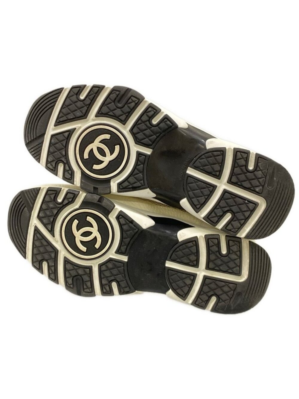 Chanel Sneakers 36.5 White Ivory Black CC Logo Cotton Leather - Picture 8 of 13